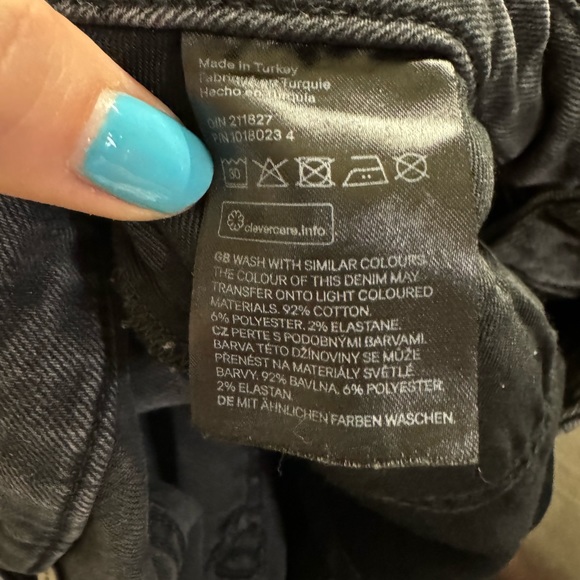 Black/Dark Grey @Denim H&M Curvy Fit Super Skinny High Waist Ankle jeans, sz 8 - Picture 7 of 7